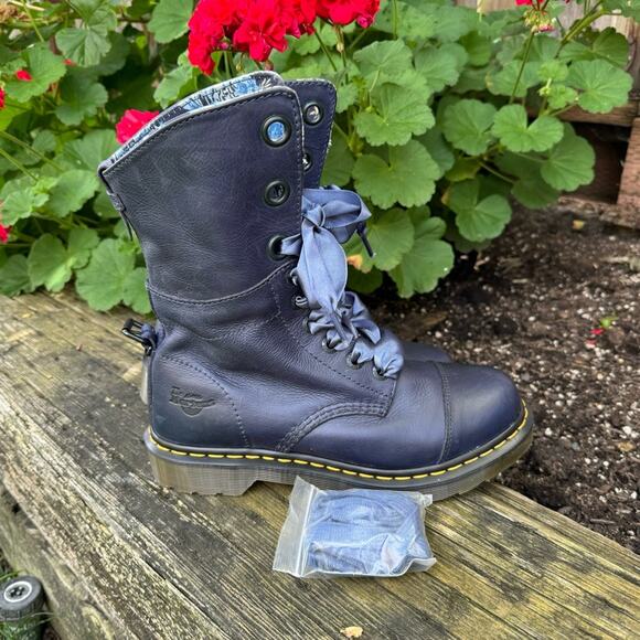 Dr. Martens Shoes - RARE Dr Martens Aimilie Floral Navy Moto Boot Women’s Size 8 US / 6 UK  *READ*